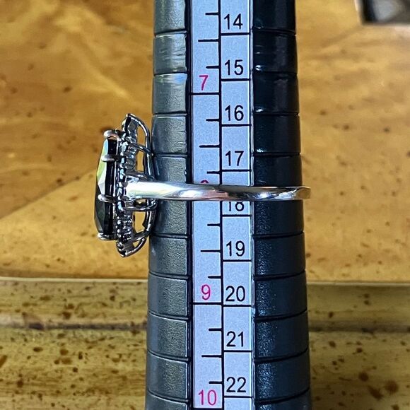 Natural Black Spinel Sterling Silver Ring Size 8 - Picture 10 of 10